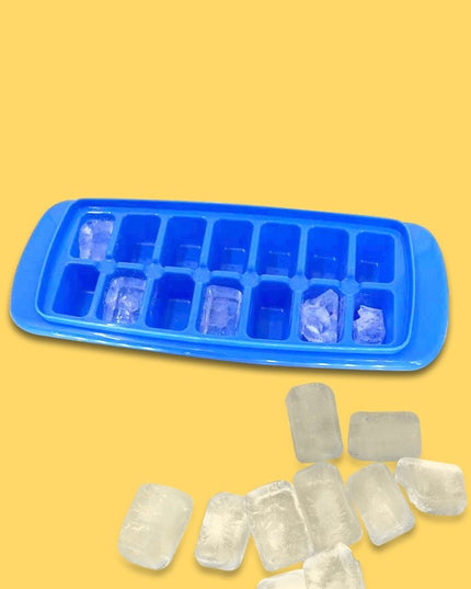 Forma pentru cuburi de gheata 14 cuburi, reutilizabil, plastic alimentar, cu capac, orificiu umplere, dreptunghiulara