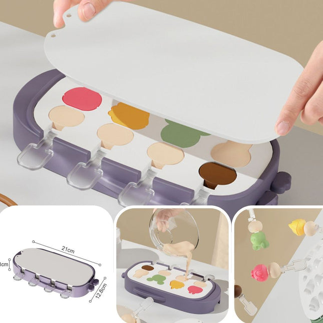 Forma pentru inghetata 4 compartimente, forme cu animalute, materialsilicon si ABS