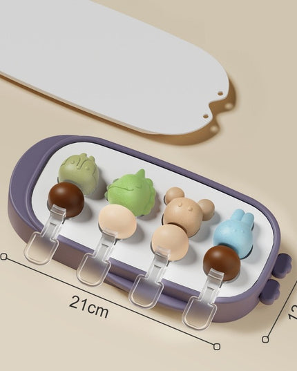 Forma pentru inghetata 4 compartimente, forme cu animalute, materialsilicon si ABS