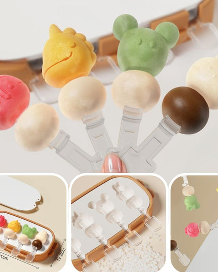 Forma pentru inghetata 4 compartimente, forme cu animalute, materialsilicon si ABS