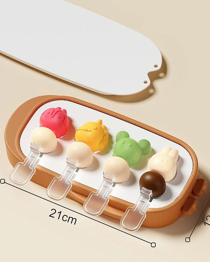 Forma pentru inghetata 4 compartimente, forme cu animalute, materialsilicon si ABS