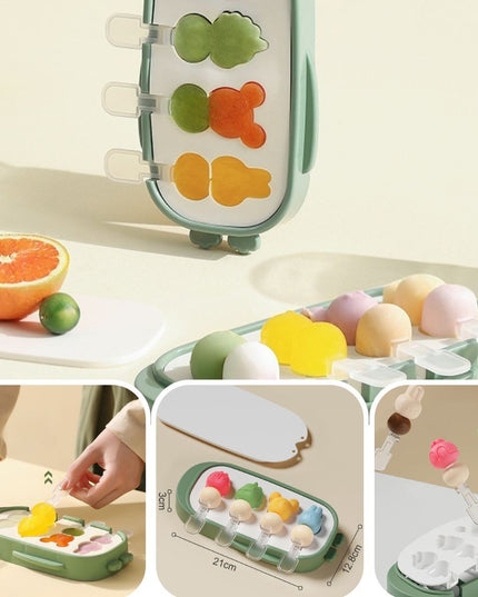 Forma pentru inghetata 4 compartimente, forme cu animalute, materialsilicon si ABS