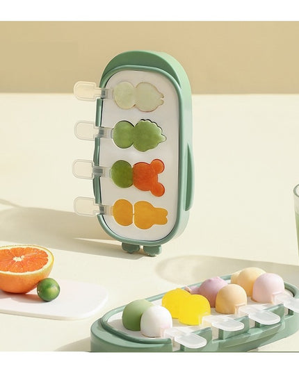 Forma pentru inghetata 4 compartimente, forme cu animalute, materialsilicon si ABS