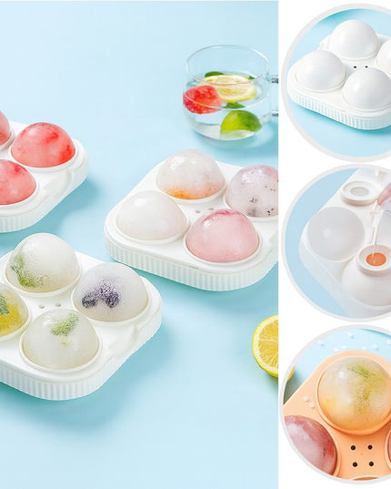 Forma Sfere de Gheata pentru Wiskey si Cocktail-uri 4 Sfere, Material Plastic/Silicon Alimentar, Diametru , cu Orificiu Tip Palnie pentru Umplere