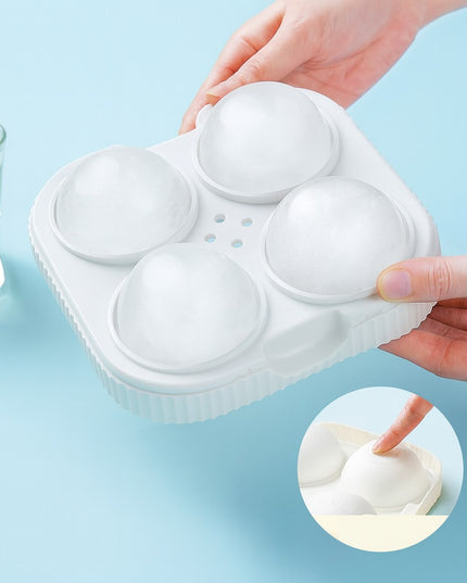 Forma Sfere de Gheata pentru Wiskey si Cocktail-uri 4 Sfere, Material Plastic/Silicon Alimentar, Diametru , cu Orificiu Tip Palnie pentru Umplere