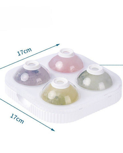 Forma Sfere de Gheata pentru Wiskey si Cocktail-uri 4 Sfere, Material Plastic/Silicon Alimentar, Diametru , cu Orificiu Tip Palnie pentru Umplere