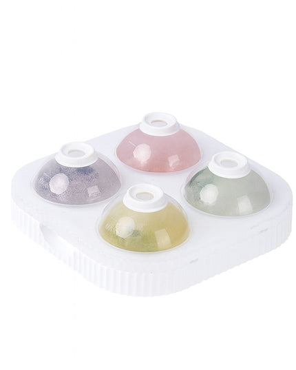 Forma Sfere de Gheata pentru Wiskey si Cocktail-uri 4 Sfere, Material Plastic/Silicon Alimentar, Diametru 6.5 cm, cu Orificiu Tip Palnie pentru Umplere, 17 x 17 x 7 cm
