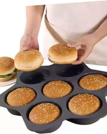 Forme de Silicon pentru Copt, 7 Forme Rotiunde, pentru Burgeri si Prajituri