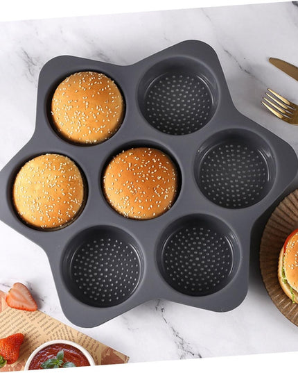 Forme de Silicon pentru Copt, 7 Forme Rotiunde, pentru Burgeri si Prajituri