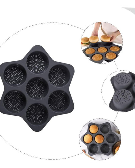 Forme de Silicon pentru Copt, 7 Forme Rotiunde, pentru Burgeri si Prajituri