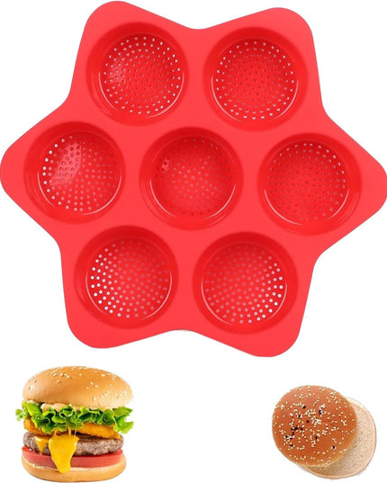 Forme de Silicon pentru Copt, 7 Forme Rotiunde, pentru Burgeri si Prajituri