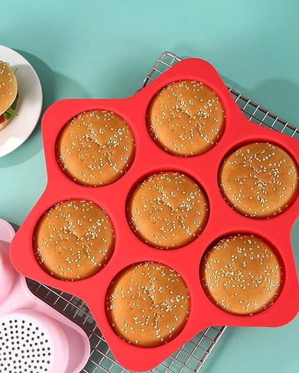 Forme de Silicon pentru Copt, 7 Forme Rotiunde, pentru Burgeri si Prajituri