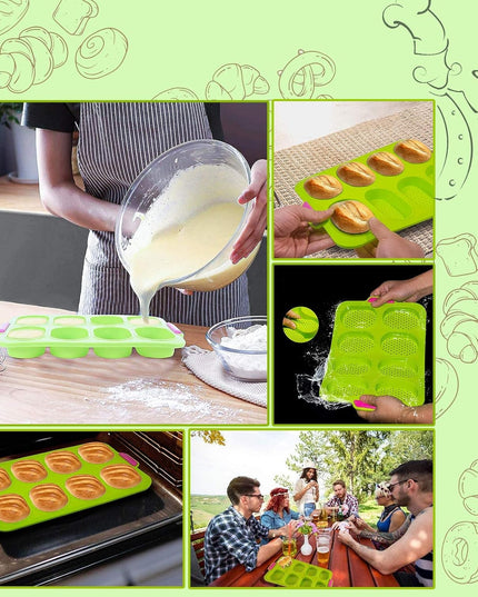 Forme de Silicon pentru Copt, 8 Forme Ovale, pentru Paine si Prajituri