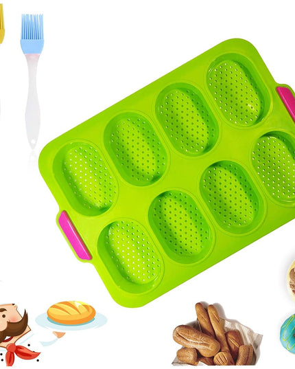 Forme de Silicon pentru Copt, 8 Forme Ovale, pentru Paine si Prajituri