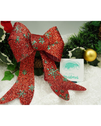 Funda pentru brad, Rosie, model de nea, cu sclipici,din poliester