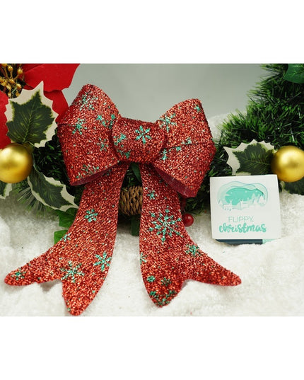 Funda pentru brad, Rosie, model de nea, cu sclipici,din poliester