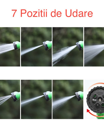 Furtun Portabil de Udare pentru Gradina, pentru Gradina Uz Casnic, cu Duza de udare, 7 pozitii de Udare, Furtun 10 metri Lungime