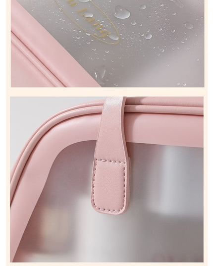 Geanta Cosmetice de Voiaj, Dubla Compartimentare, Impermeabila, Translucida Mata