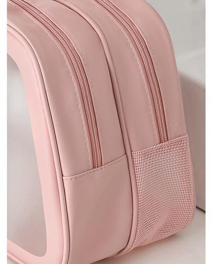 Geanta Cosmetice de Voiaj, Dubla Compartimentare, Impermeabila, Translucida Mata