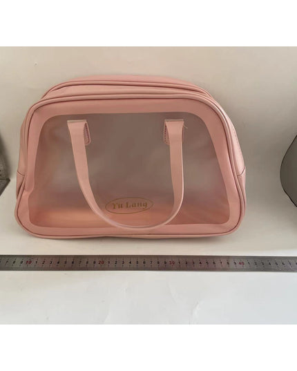 Geanta Cosmetice de Voiaj, Dubla Compartimentare, Impermeabila, Translucida Mata