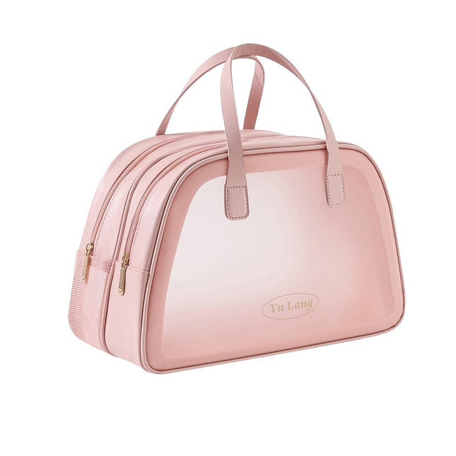 Geanta Cosmetice de Voiaj, Dubla Compartimentare, Impermeabila, Translucida Mata