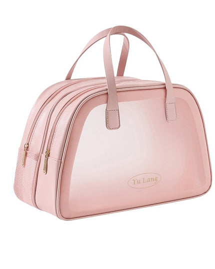 Geanta Cosmetice de Voiaj, Dubla Compartimentare, Impermeabila, Translucida Mata