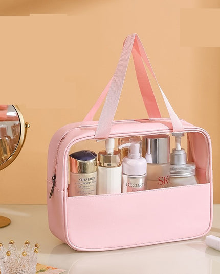 Geanta cosmetice pentru voiaj sau organizare, material PVC/textil, impermeabila, portabila