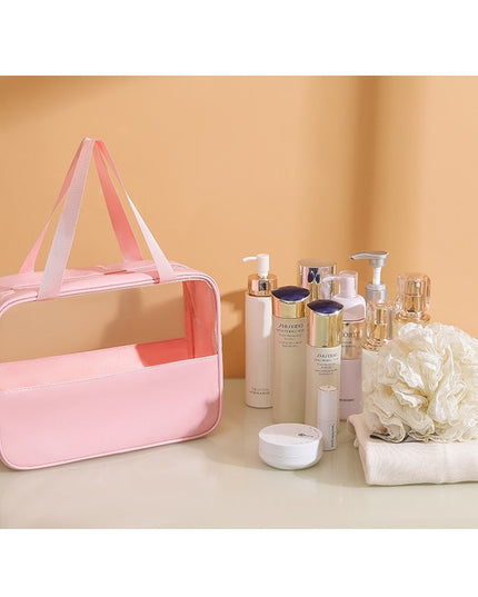 Geanta cosmetice pentru voiaj sau organizare, material PVC/textil, impermeabila, portabila