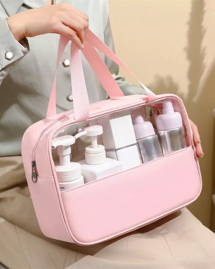 Geanta cosmetice pentru voiaj sau organizare, material PVC/textil, impermeabila, portabila