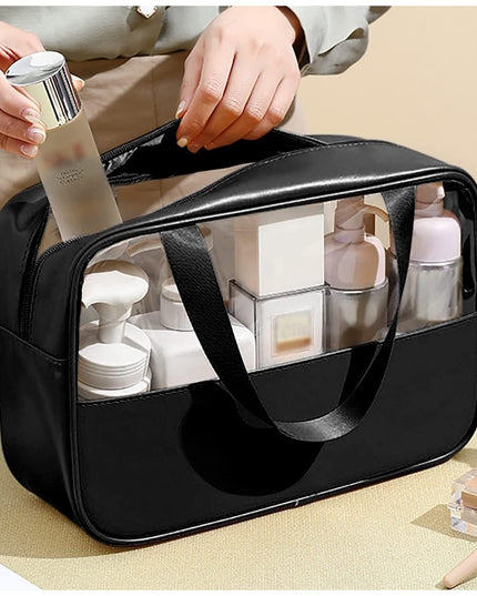 Geanta cosmetice pentru voiaj sau organizare, material PVC/textil, impermeabila, portabila