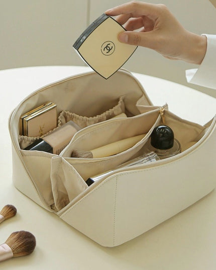 Geanta de Calatorie Pentru Cosmetice, Portabila, Impermeabila, din Piele Ecologica, Compartimente Multiple, cu Fermoar