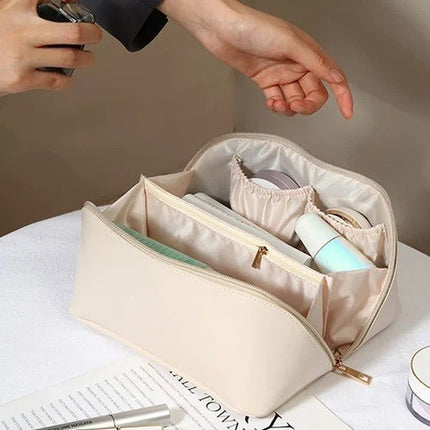 Geanta de Calatorie Pentru Cosmetice, Portabila, Impermeabila, din Piele Ecologica, Compartimente Multiple, cu Fermoar