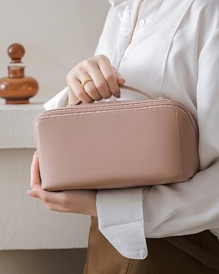 Geanta de Calatorie Pentru Cosmetice, Portabila, Impermeabila, din Piele Ecologica, Compartimente Multiple, cu Fermoar