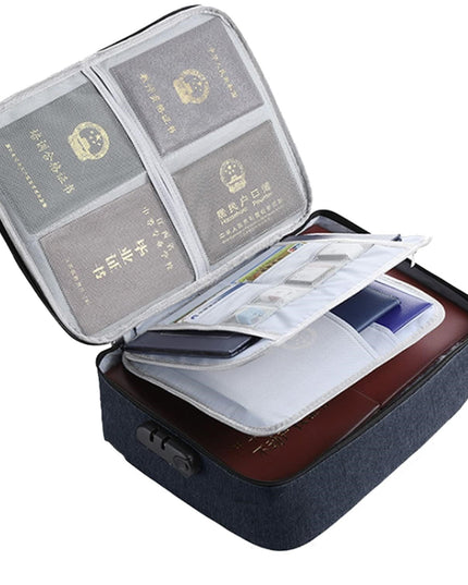 Geanta pentru Depozitare Acte si Documente, Facturi, Carduri, cu Cod de Securitate, 2 Compartimente, Impermeabila