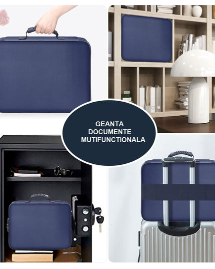 Geanta pentru Depozitare Acte si Documente, Facturi, Carduri, cu Cod de Securitate, 2 Compartimente, Impermeabila