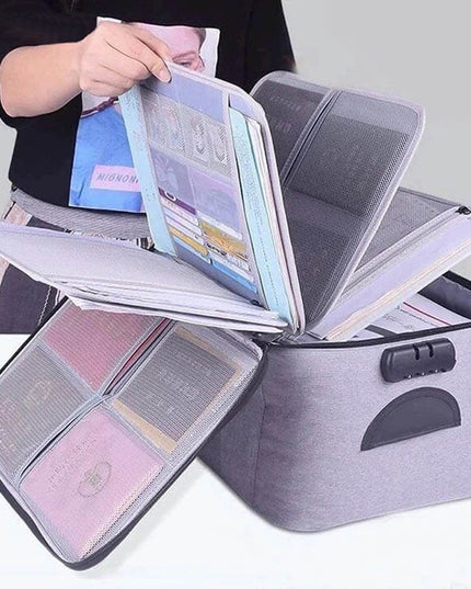 Geanta pentru Depozitare Acte si Documente, Facturi, Carduri, cu Cod de Securitate, 5 Compartimente, Impermeabila