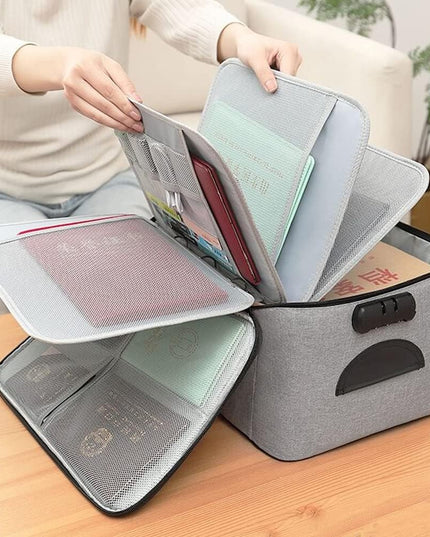 Geanta pentru Depozitare Acte si Documente, Facturi, Carduri, cu Cod de Securitate, 5 Compartimente, Impermeabila