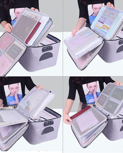 Geanta pentru Depozitare Acte si Documente, Facturi, Carduri, cu Cod de Securitate, 5 Compartimente, Impermeabila