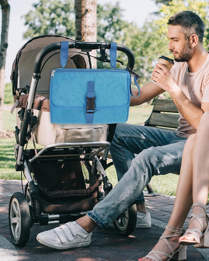 Geanta Multifunctionala, Tip Aleza de Schimbat Scutece, Impermeabila, din Panza Oxford, cu Buzunare, Usor de Agatat