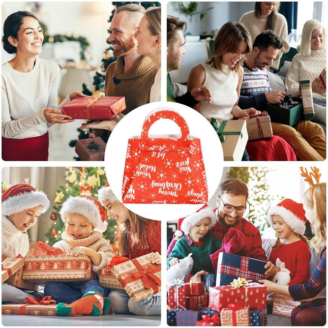 Geanta pentru Copii, Pliabila, pentru Cadouri de Craciun, din Panza Netesuta, Merry Christmas