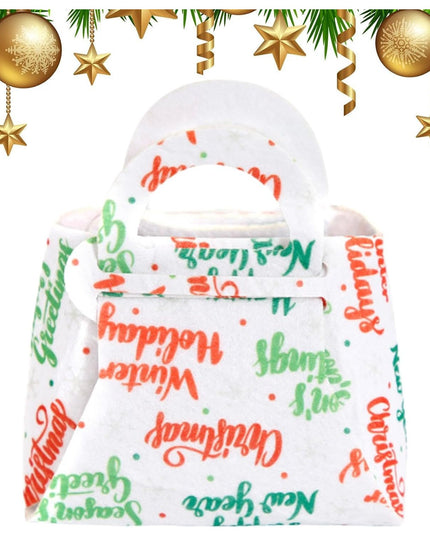 Geanta pentru Copii, Pliabila, pentru Cadouri de Craciun, din Panza Netesuta, Mesaje de Craciun
