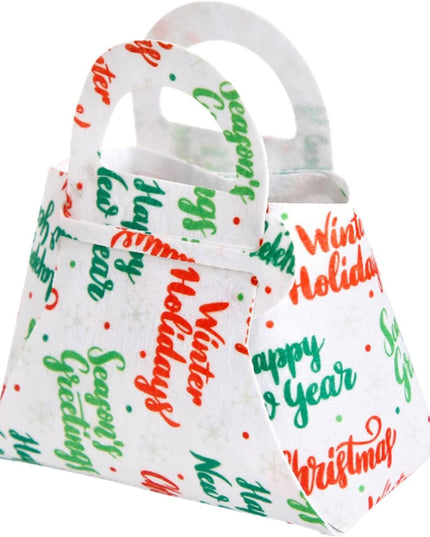 Geanta pentru Copii, Pliabila, pentru Cadouri de Craciun, din Panza Netesuta, Mesaje de Craciun