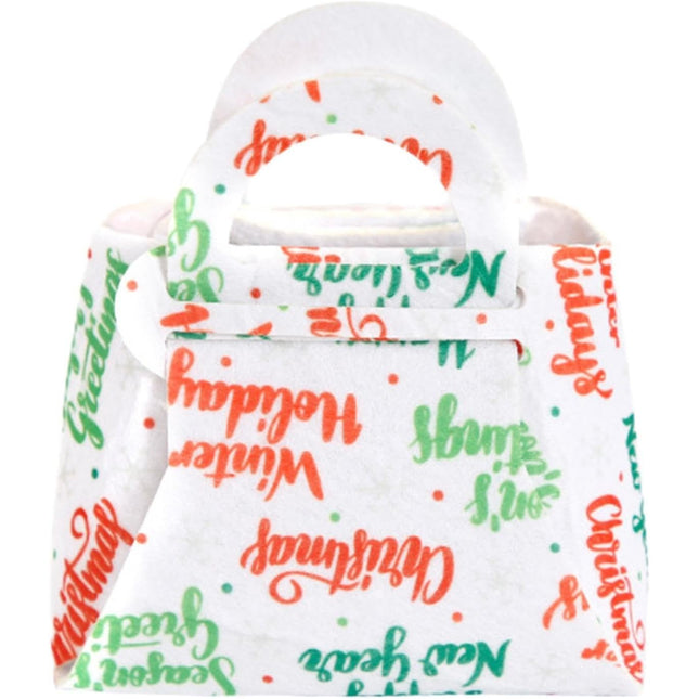 Geanta pentru Copii, Pliabila, pentru Cadouri de Craciun, din Panza Netesuta, Mesaje de Craciun