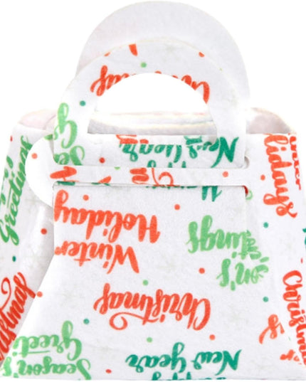 Geanta pentru Copii, Pliabila, pentru Cadouri de Craciun, din Panza Netesuta, Mesaje de Craciun