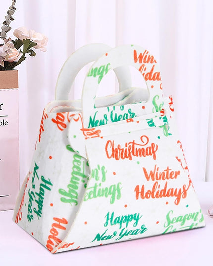 Geanta pentru Copii, Pliabila, pentru Cadouri de Craciun, din Panza Netesuta, Mesaje de Craciun