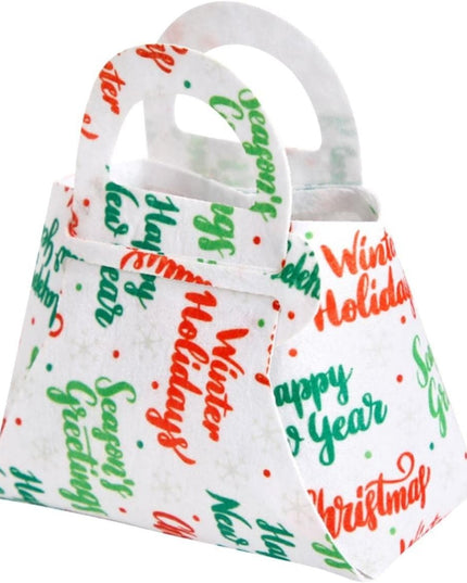 Geanta pentru Copii, Pliabila, pentru Cadouri de Craciun, din Panza Netesuta, Mesaje de Craciun
