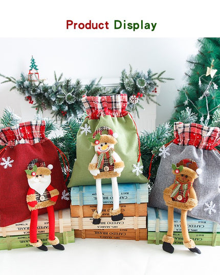 Sac din textil pentru cadouri de Craciun, Model Ren