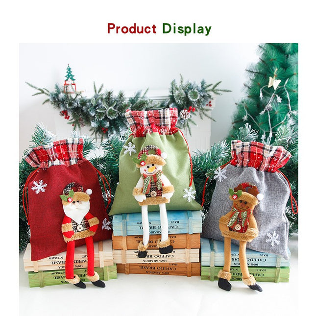 Sac din textil pentru cadouri de Craciun, Model Ren