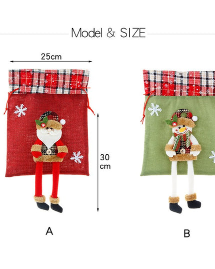 Sac din textil pentru cadouri de Craciun, Model Ren