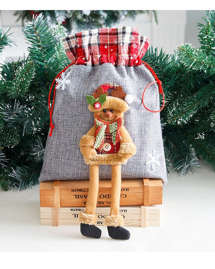 Sac din textil pentru cadouri de Craciun, Model Ren